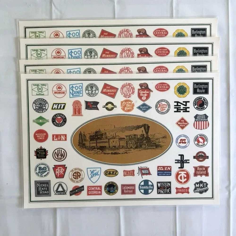 Set of 4 Vintage Train Placemats Railroad Train Currier and Ives Plastic